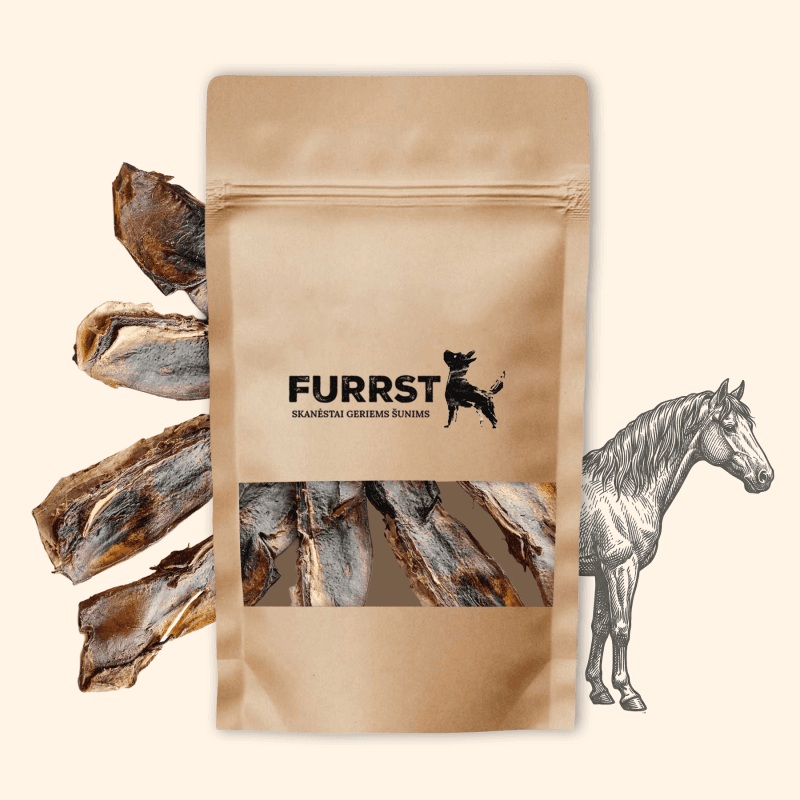 FURRST džiovinti arklienos nosies kaulai šunims – kietas, hipoalerginis kramtalas, 100g