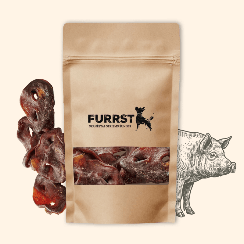 FURRST džiovinti kiaulės šnipai šunims – natūralus, mažo riebumo kramtalas, 100g