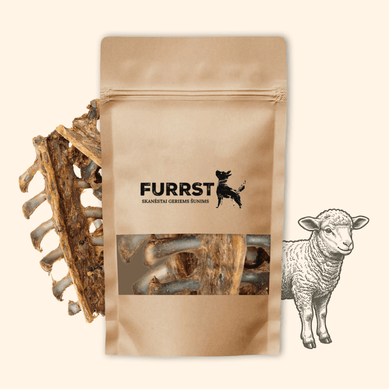 FURRST ėriuko kaklo kaulai šunims – natūralus, hipoalerginis kramtalas, 100g