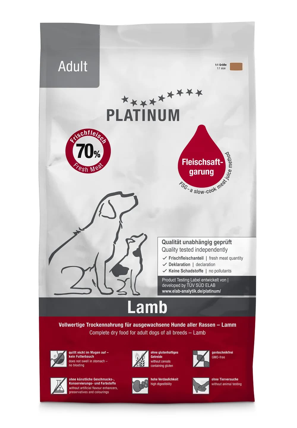 Platinum Adult sausas pašaras šunims su ėriena ir ryžiais