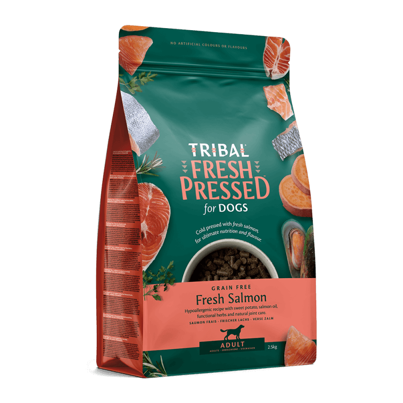 Šalto spaudimo suaugusių šunų maistas su lašiša – Tribal Fresh Pressed Adult Salmon