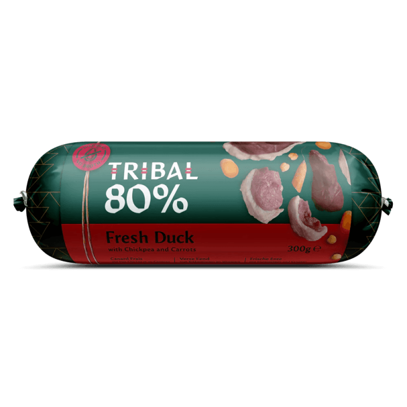 Šlapias maistas šunims su šviežia antiena – Tribal Gourmet Sausage 80% Fresh Duck