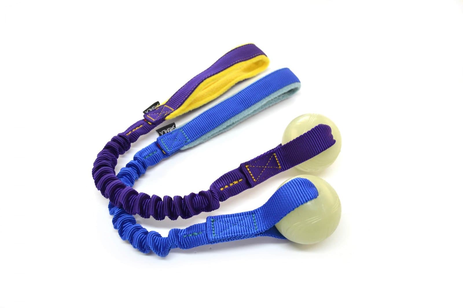 Amortizuojantis žaislas su tamsoje šviečiančiu Chuckit! Max glow kamuoliuku ir paminkštinta rankena