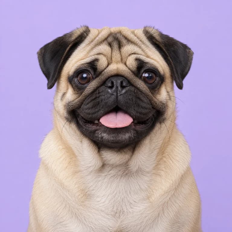 Pug, original AI-generated breed illustration