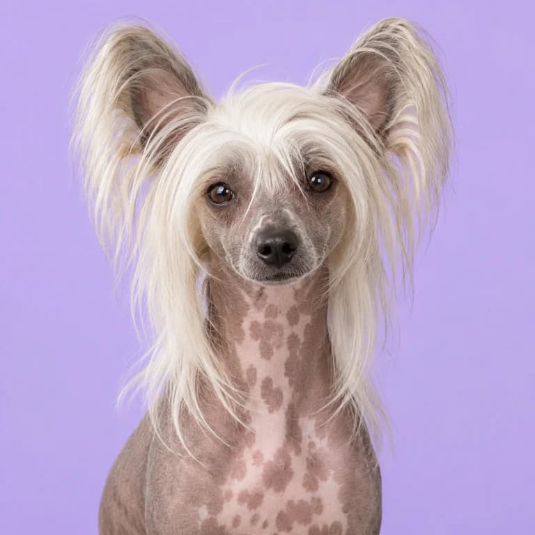 Chinese Crested, original AI-generated breed illustration