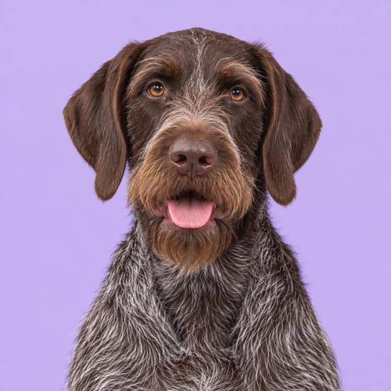 German Wirehaired Pointer, original AI-generated breed illustration