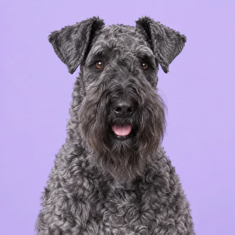 Kerry Blue Terrier, original AI-generated breed illustration