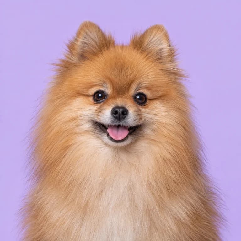 Pomeranian, original AI-generated breed illustration