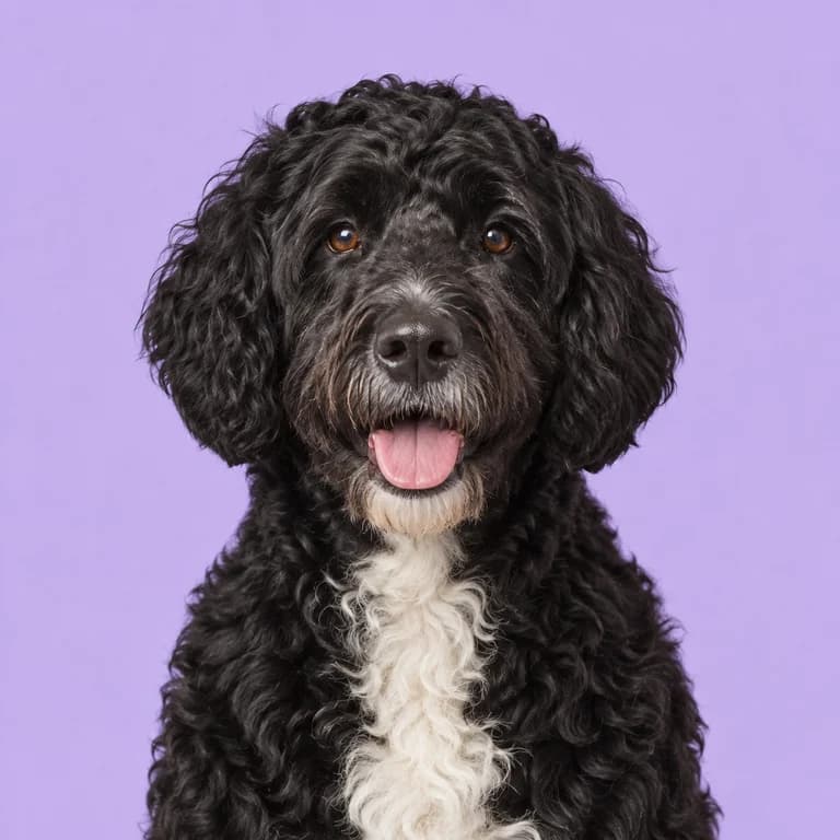 Portuguese Water Dog, original AI-generated breed illustration