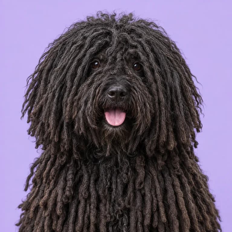 Puli, original AI-generated breed illustration